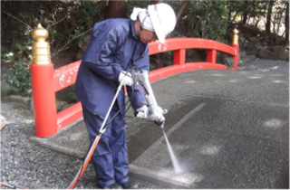 お寺境内 通路・階段 洗浄