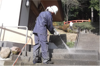 お寺境内 通路・階段 洗浄